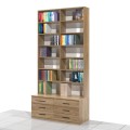 Regał na książki z szufladami 245 x 120 x 25/50 cm MFK-S13