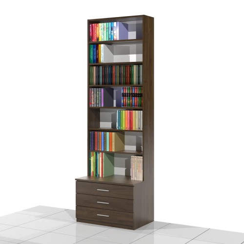 Regał na książki z szufladami 245 x 80 x 25/50 cm MFK-S12