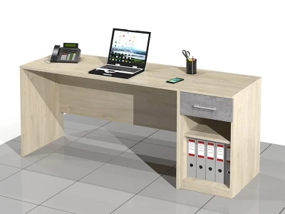 Biurko z dostawką z szufladą i wnęką Elam-MF-PC